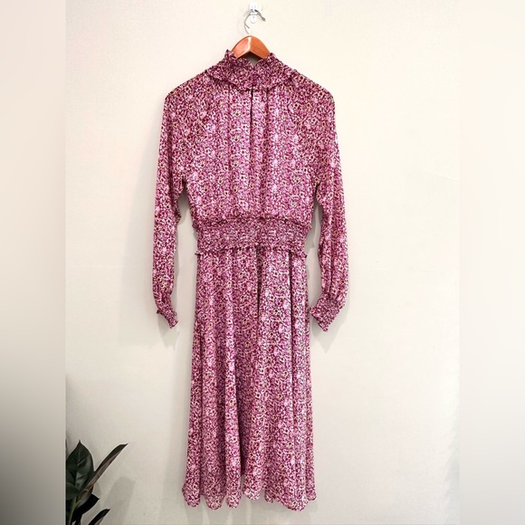 Anthropologie Pink Floral Midi Dress - Picture 8 of 11